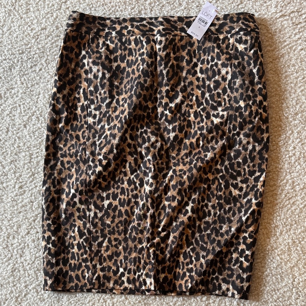 LOFT Leopard-Print Pencil Skirt in Brown and Black